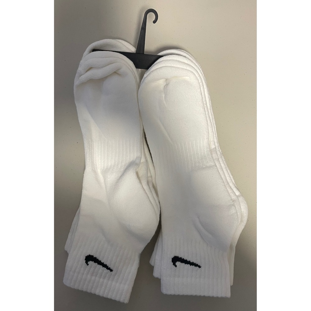 Nike Everyday Cushion Crew Socks White Mens Athletic 6 Pair Pack Shoe Size 8-12